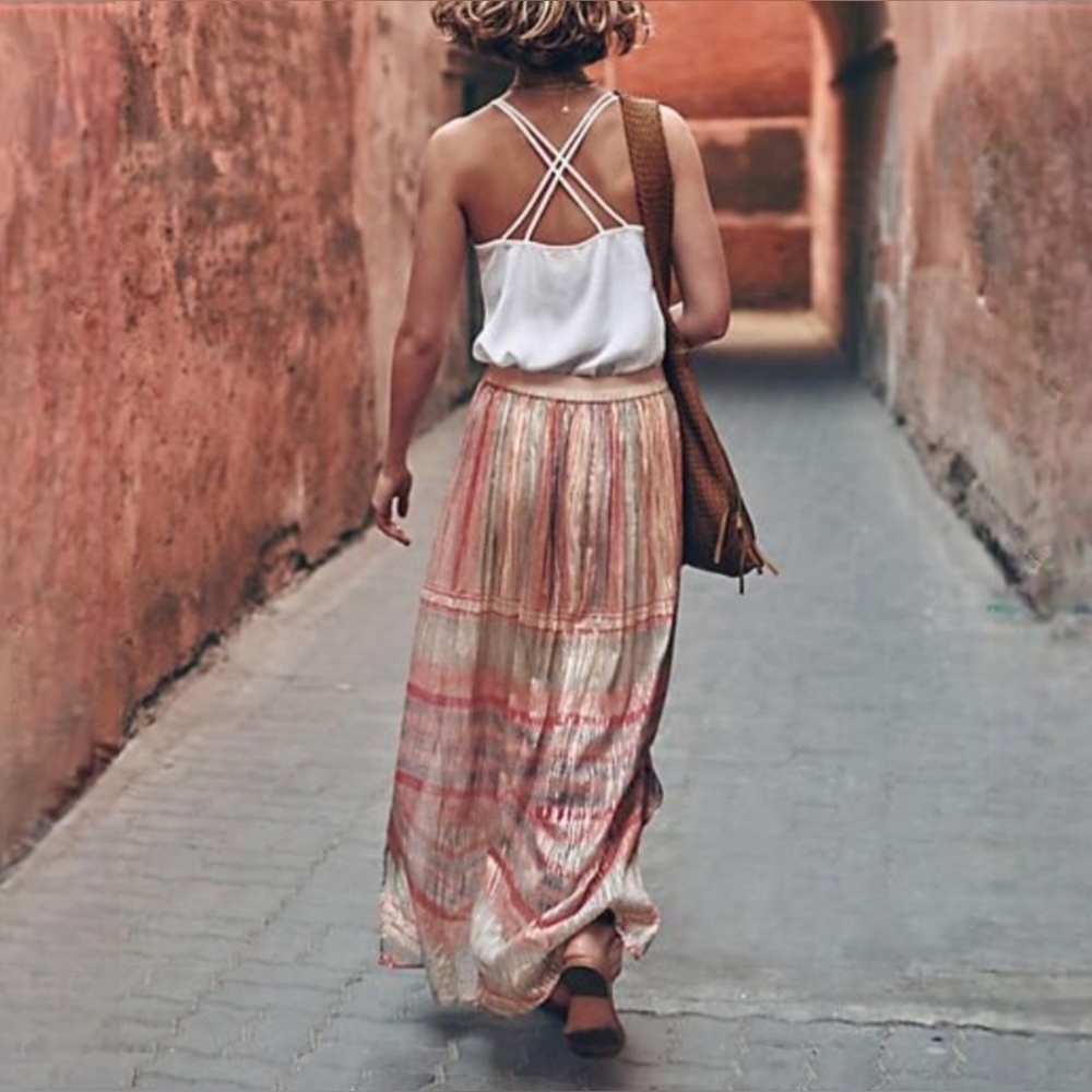 Anthropologie Bl-nk Shimmer Maxi Skirt Med